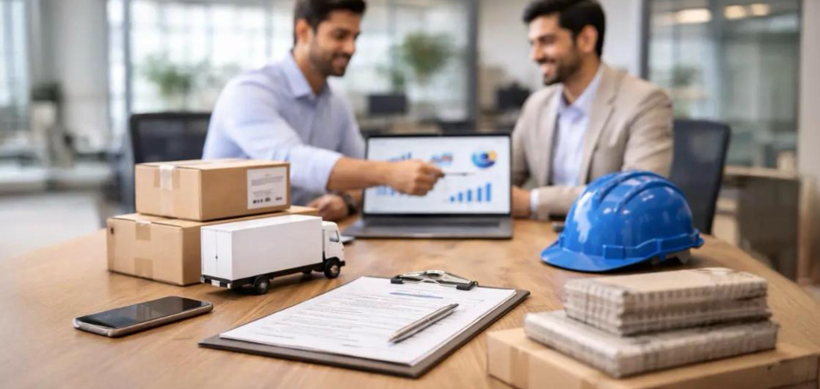 Logistics managers mapping global supply chain metrics